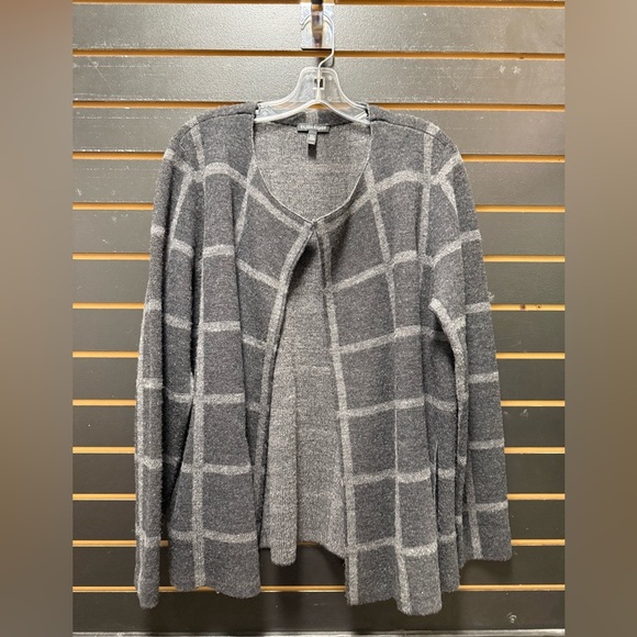 Eileen Fisher Sweaters - Eileen Fisher 100% Merino Wool Windowpane Open Front Cardigan – Size M